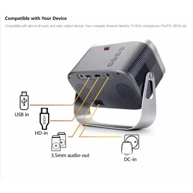 Mini Projector | Full HD Portable LED Projector with Wireless Screen Mirroring