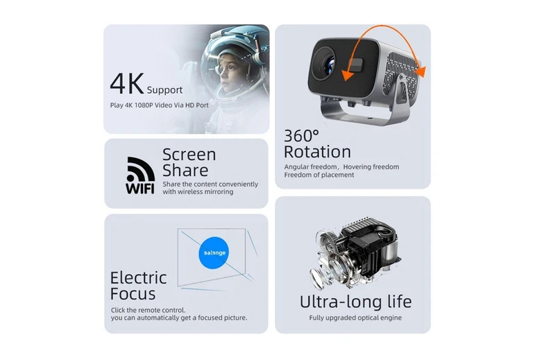 Mini Projector | Full HD Portable LED Projector with Wireless Screen Mirroring