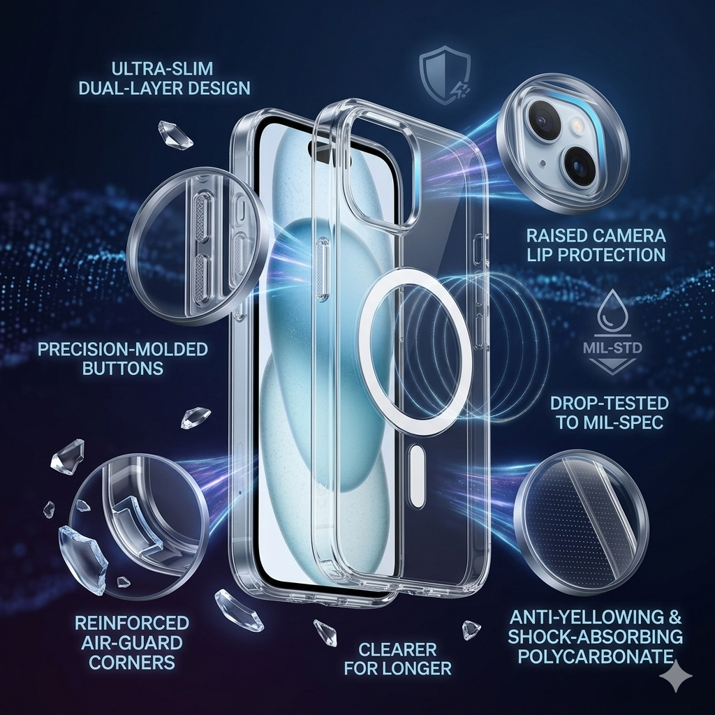 IC Crystal Clear Phone Case | Transparent Shockproof Protective Cover