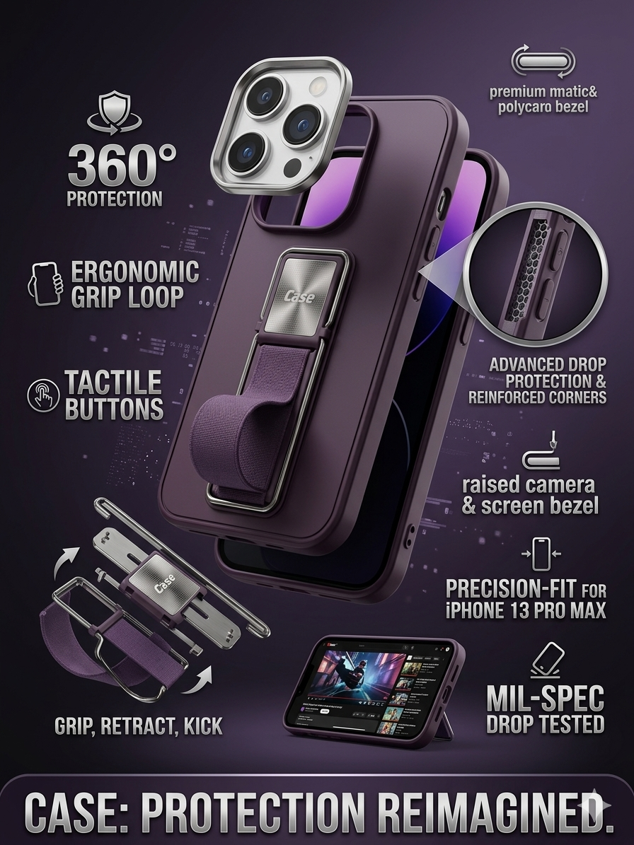 Premium Multi-Function Kickstand Phone Case | 360° Protection with Grip Stand Design