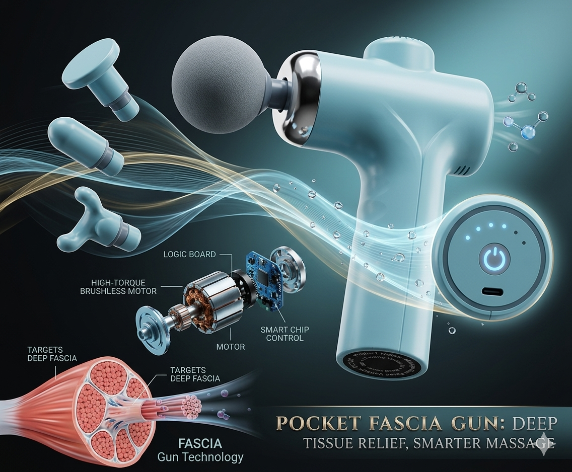 Messenger Pocket Fascia Gun | Mini Portable Muscle Massage Gun for Deep Tissue Recove