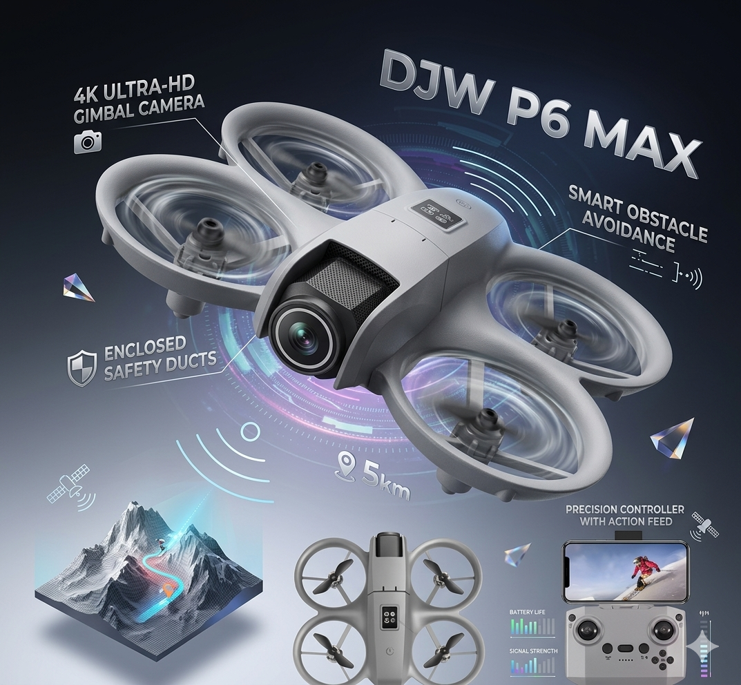 DJW P6 Max Drone with 4K/1080P Camera | Foldable Smart RC Quadcopter with Obstacle Avoidance