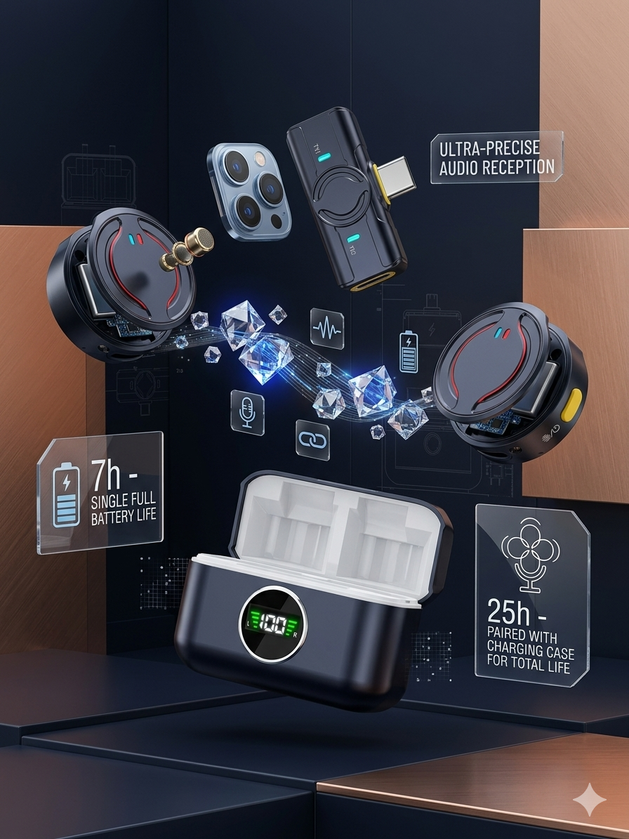 Q81 Wireless Lavalier Microphone | Noise Reduction, Plug & Play Mini Mic for Mobile Recording