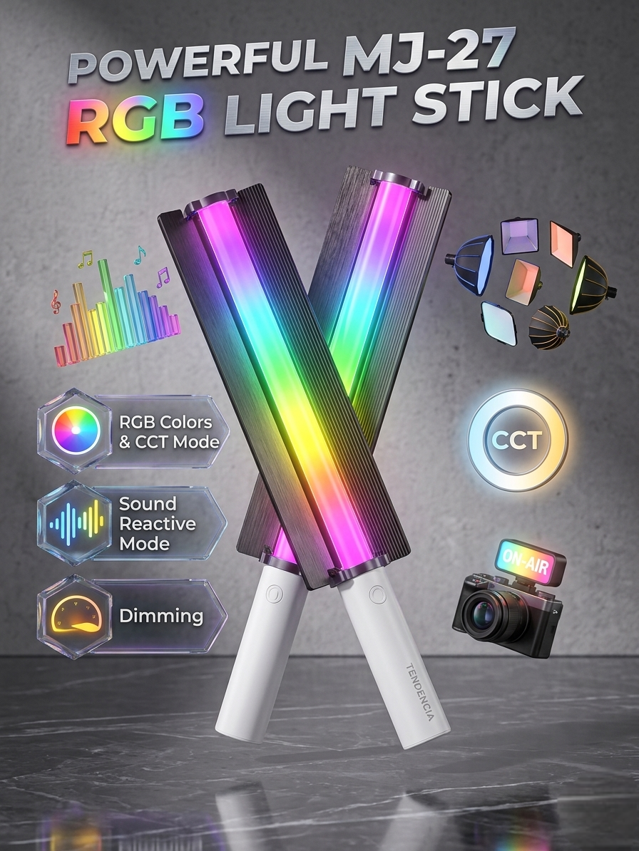 MJ-25 RGB Handheld Stick Lamp | Portable LED Video Light Wand for Photography & Reels