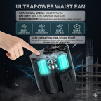 Waist Mounted Fan | Portable Hands-Free Cooling Fan with Powerful Airflow & Long Battery