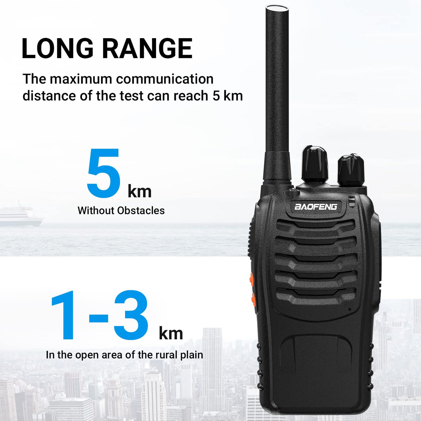 Baofeng BF-888S Walkie Talkie | Long Range Rechargeable Two-Way Radio (16 Channel)
