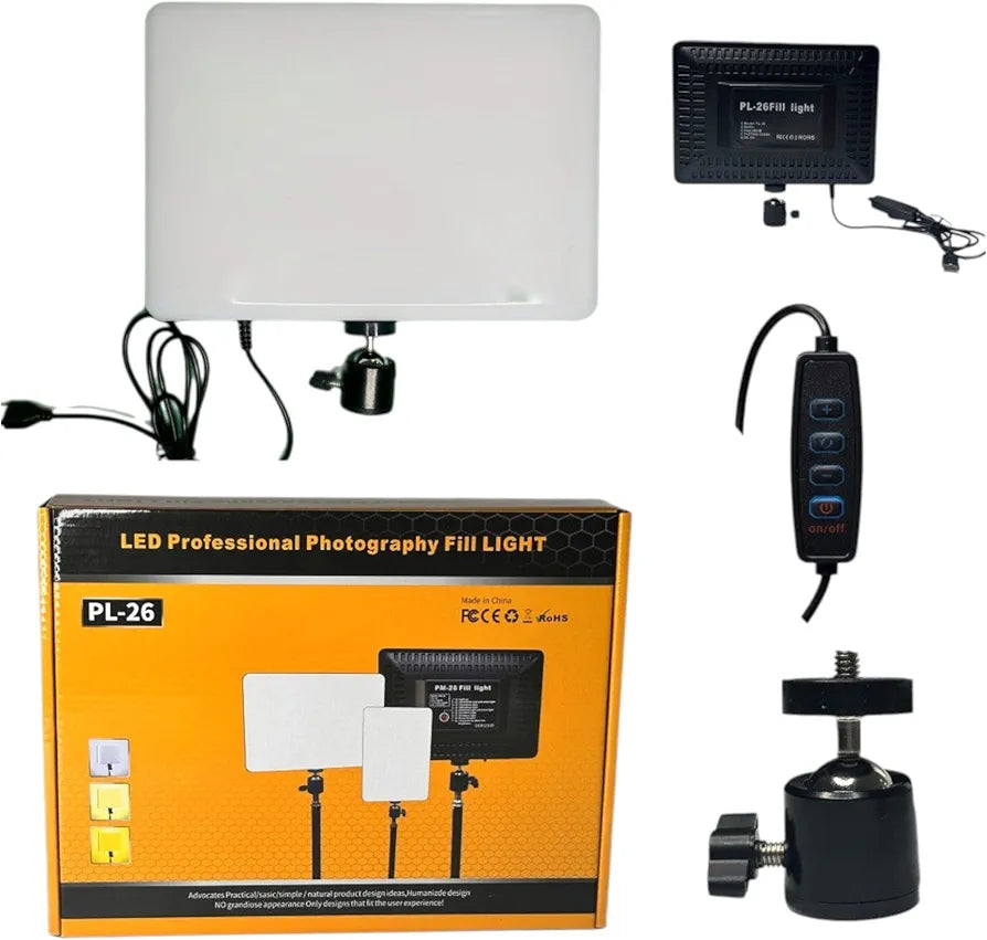 PL-26 LED Professional Photography Fill Light | Adjustable Brightness & Color Temperature for Studio & Mobile Shoot