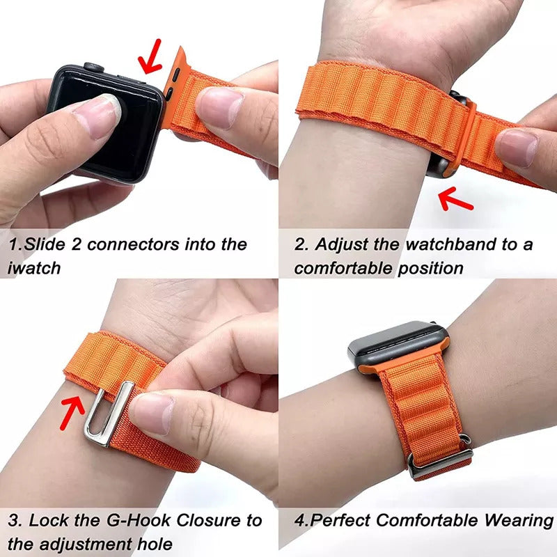 Alpine Loop Belt Strap | Rugged Nylon Watch Band with Adjustable Hook Loop Design ( 42/44/45/46/49MM )