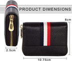 Premium Leather Zipper Card Holder Wallet with RFID Protection & Accordion Slots