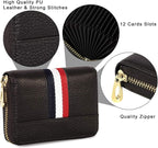 Premium Leather Zipper Card Holder Wallet with RFID Protection & Accordion Slots