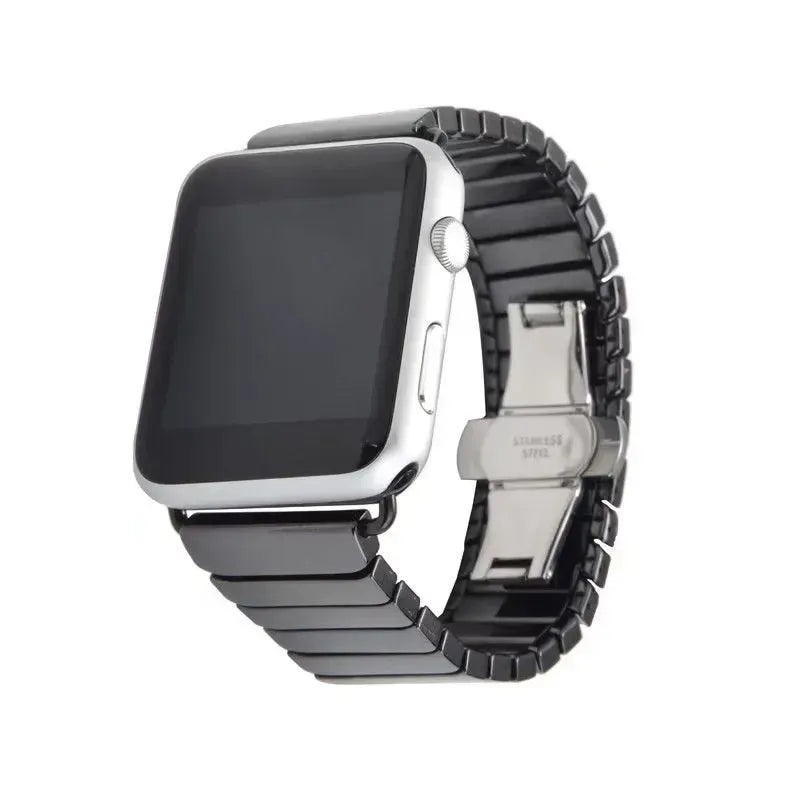 Ceramic Watch Band | Premium Glossy Link Strap with Stainless Steel Clasp ( 42/44/45/46/49MM )