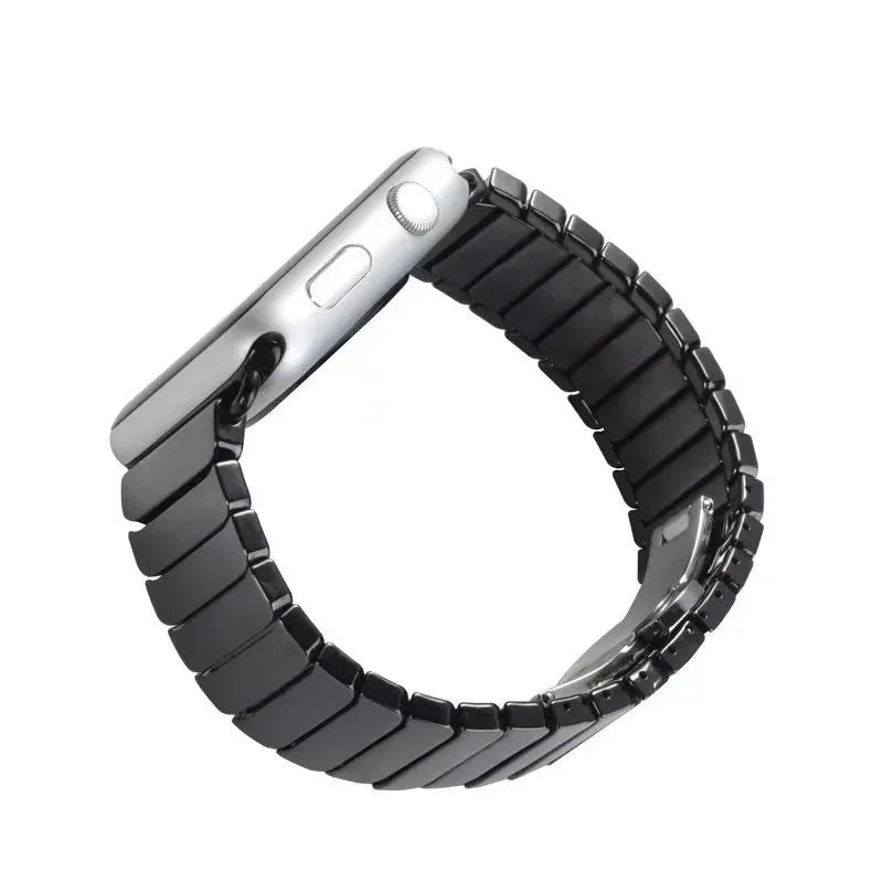 Ceramic Watch Band | Premium Glossy Link Strap with Stainless Steel Clasp ( 42/44/45/46/49MM )