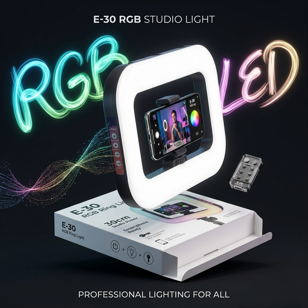 E-30 RGB Ring Light | Professional LED Ring Light with Tripod Stand & Multi Color Lighting Modes