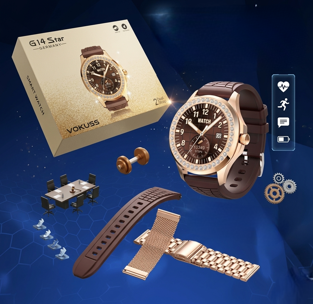 G14 Star Germany Smartwatch with Bluetooth Calling, NFC & Multi-Strap Design