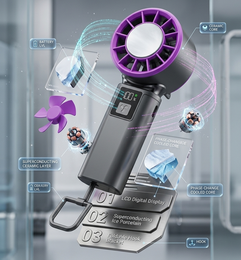 A3 Pro Handheld Cooling Fan with Ice Cooling Technology & Digital Display | Portable Turbo Fan