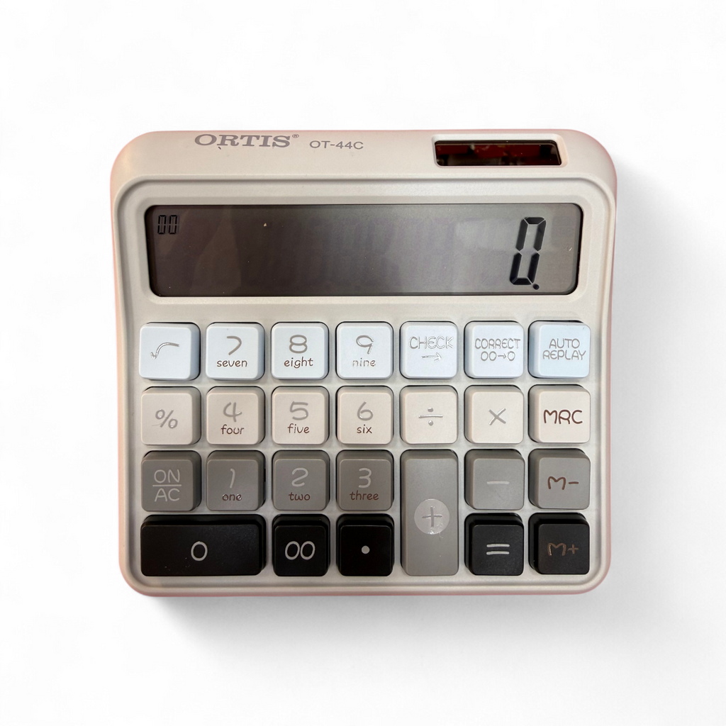Ortis OT - 44C Electronic Basic Calculator | Dark Gray & White