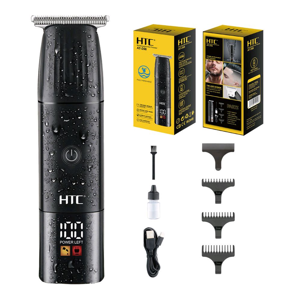 AT-258 Professional Fully Washable Hair & Beard Trimmer with Digital Display