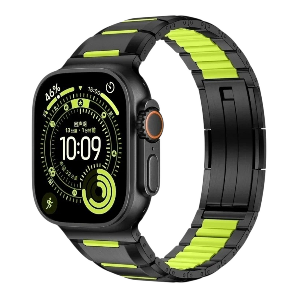 Premium Metal Smartwatch Band with Sport Accent Design | Durable & Adjustable Strap Size ( 42/44/45/46/49MM )