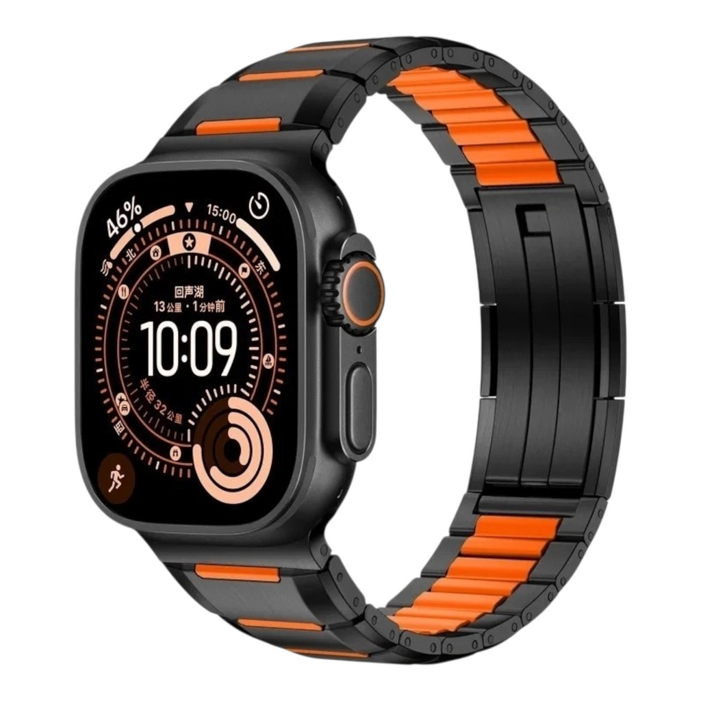 Premium Metal Smartwatch Band with Sport Accent Design | Durable & Adjustable Strap Size ( 42/44/45/46/49MM )
