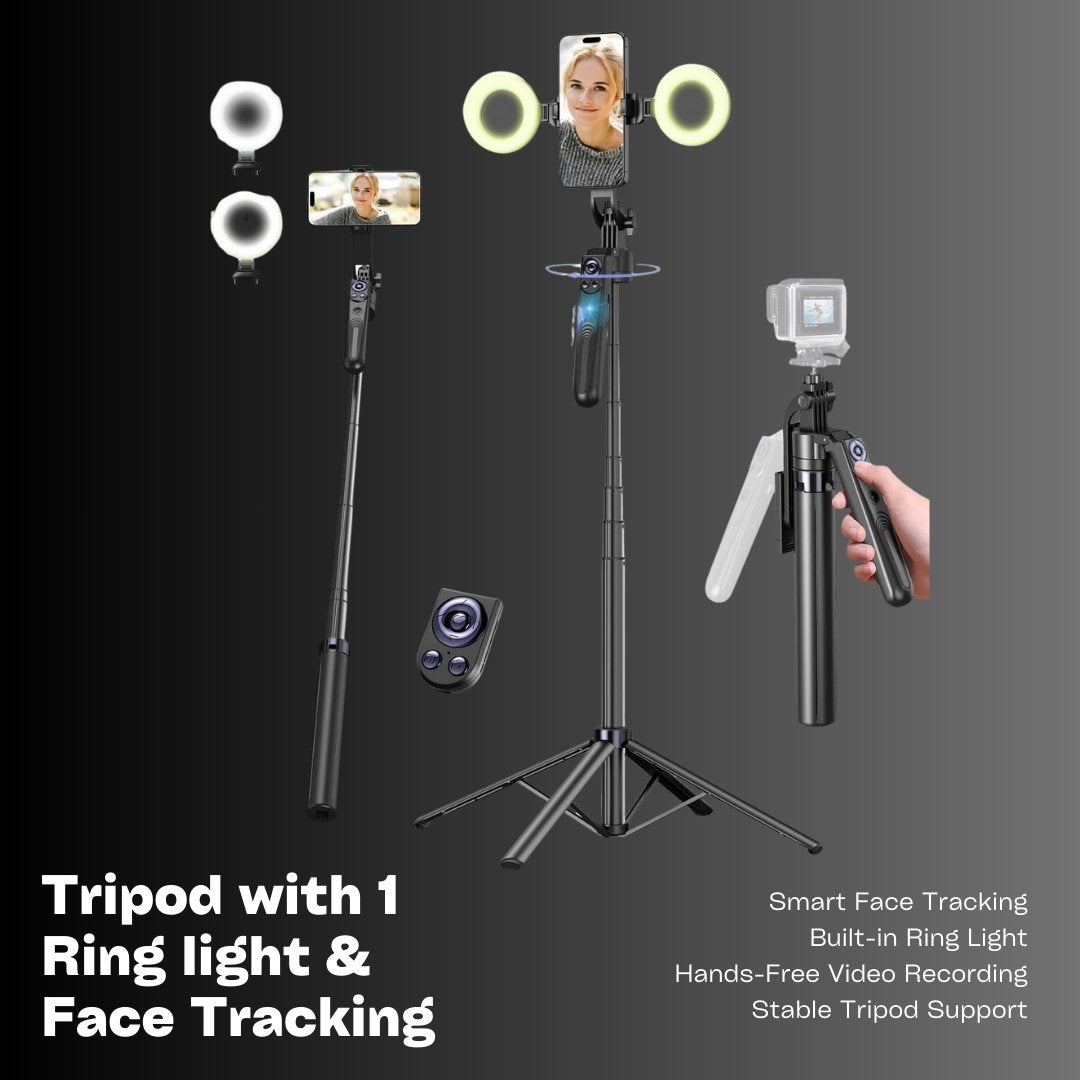 Tripod with Ring Light & Face Tracking for Smartphones
