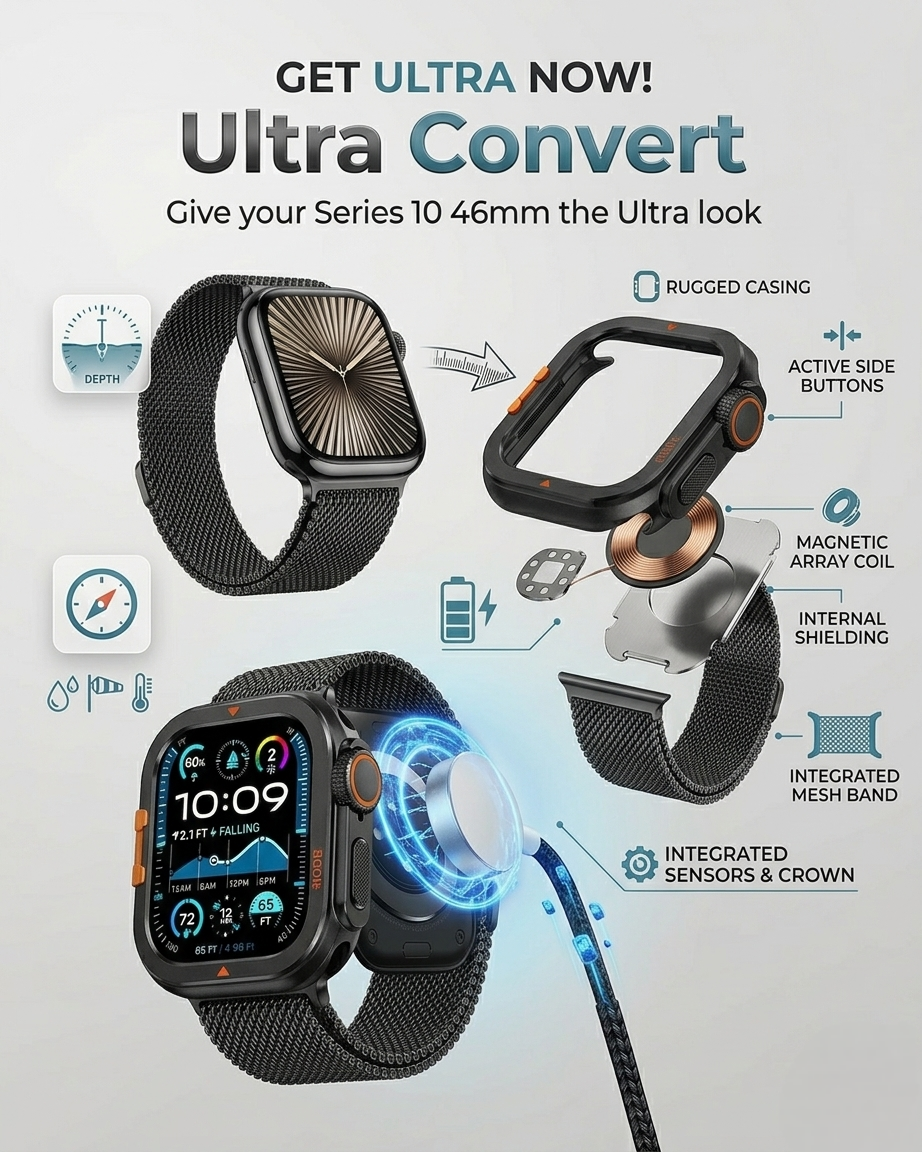 Metal Ultra Converter Case | Premium Aluminum Frame Upgrade Cas for Smartwatch