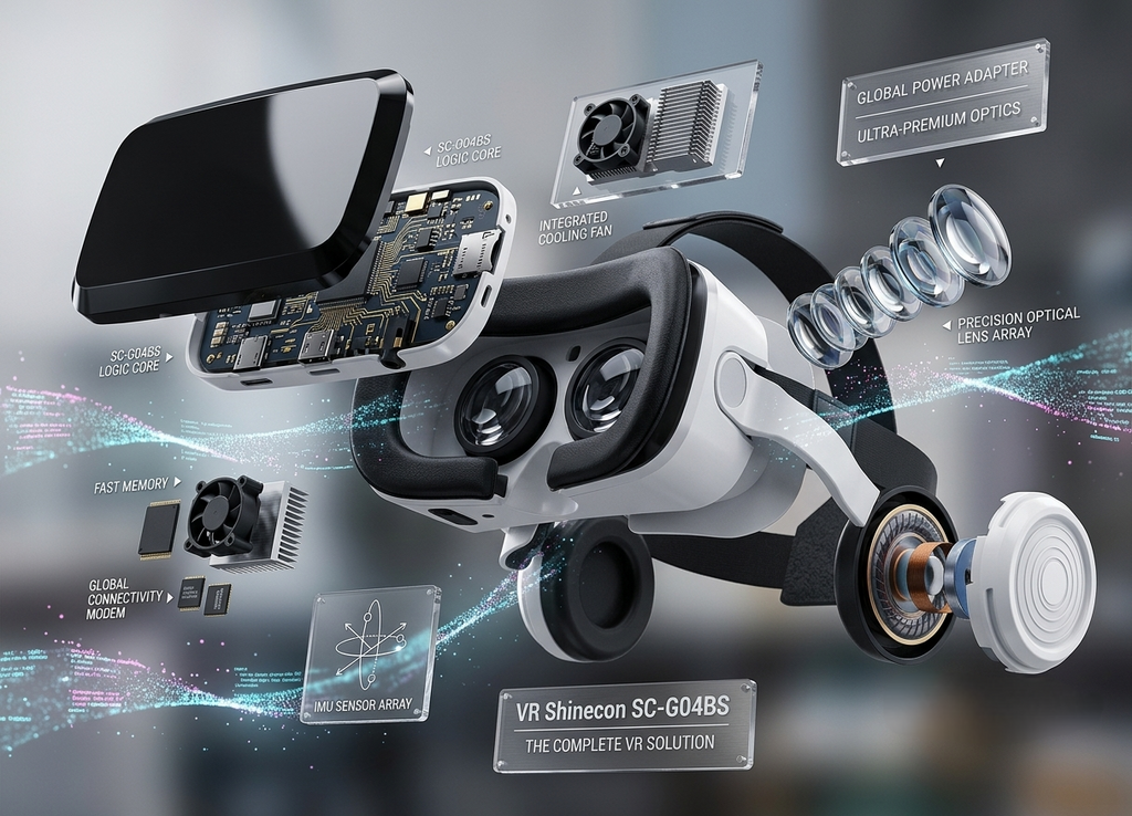 VR Shinecon SC-G04BS 3D Virtual Reality Headset | Bluetooth VR Glasses with Built-in Headphones