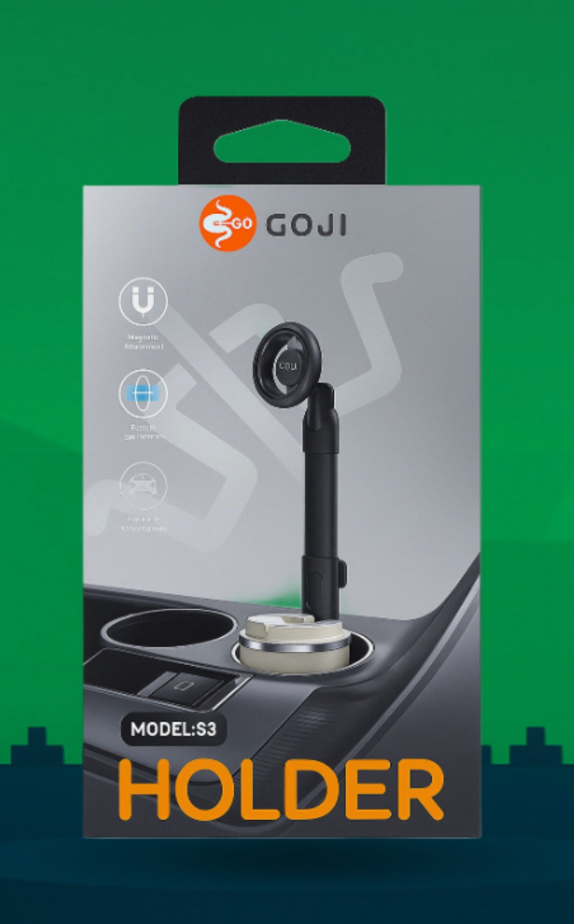 Goji S3 Car Holder | Magnetic Cup Holder | Phone Mount with Adjustable Arm